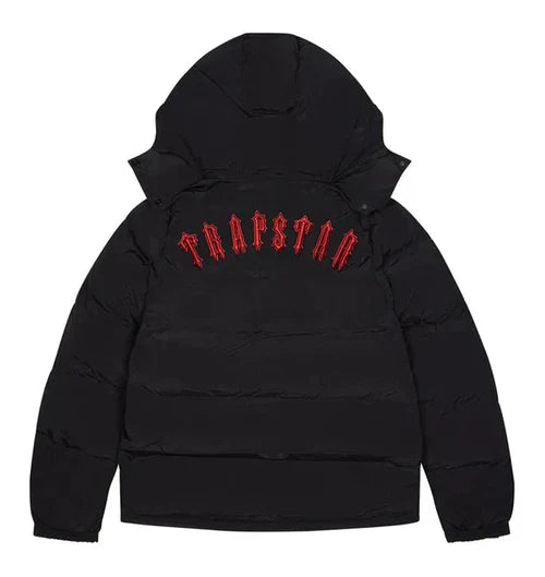 Trapstar Irongate Detachable Hooded Puffer Jacket - Black / Red