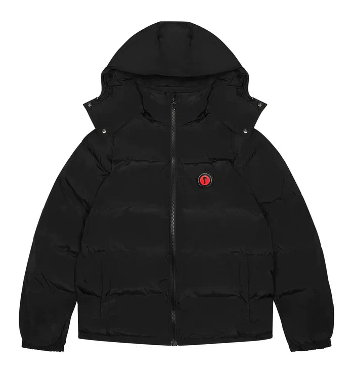 Trapstar Irongate Detachable Hooded Puffer Jacket - Black / Red